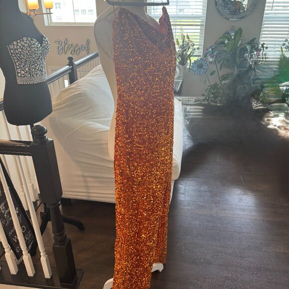 Sparkly Orange Plus Size Jump Suit - Picture 3 of 6